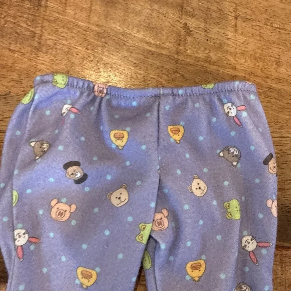 American Girl Bitty Baby 2005 Bunny Pajamas Pants Purple Animals Ruffles
